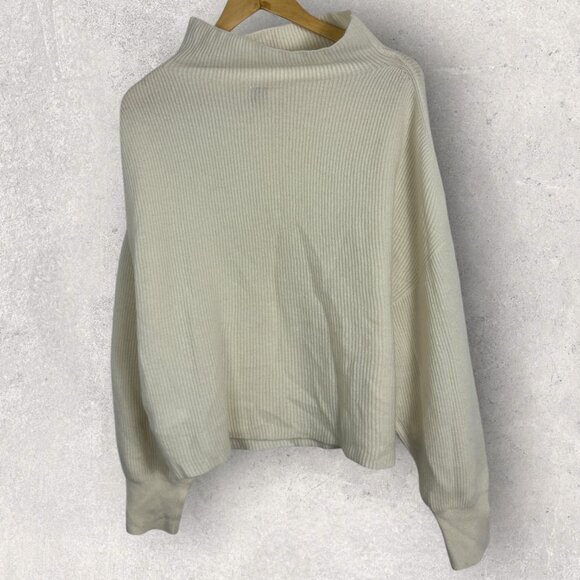 NWT Anthropologie 100% Cashmere Ribbed Mock Neck Jumper sweater Ivory Size XL - Picture 14 of 15